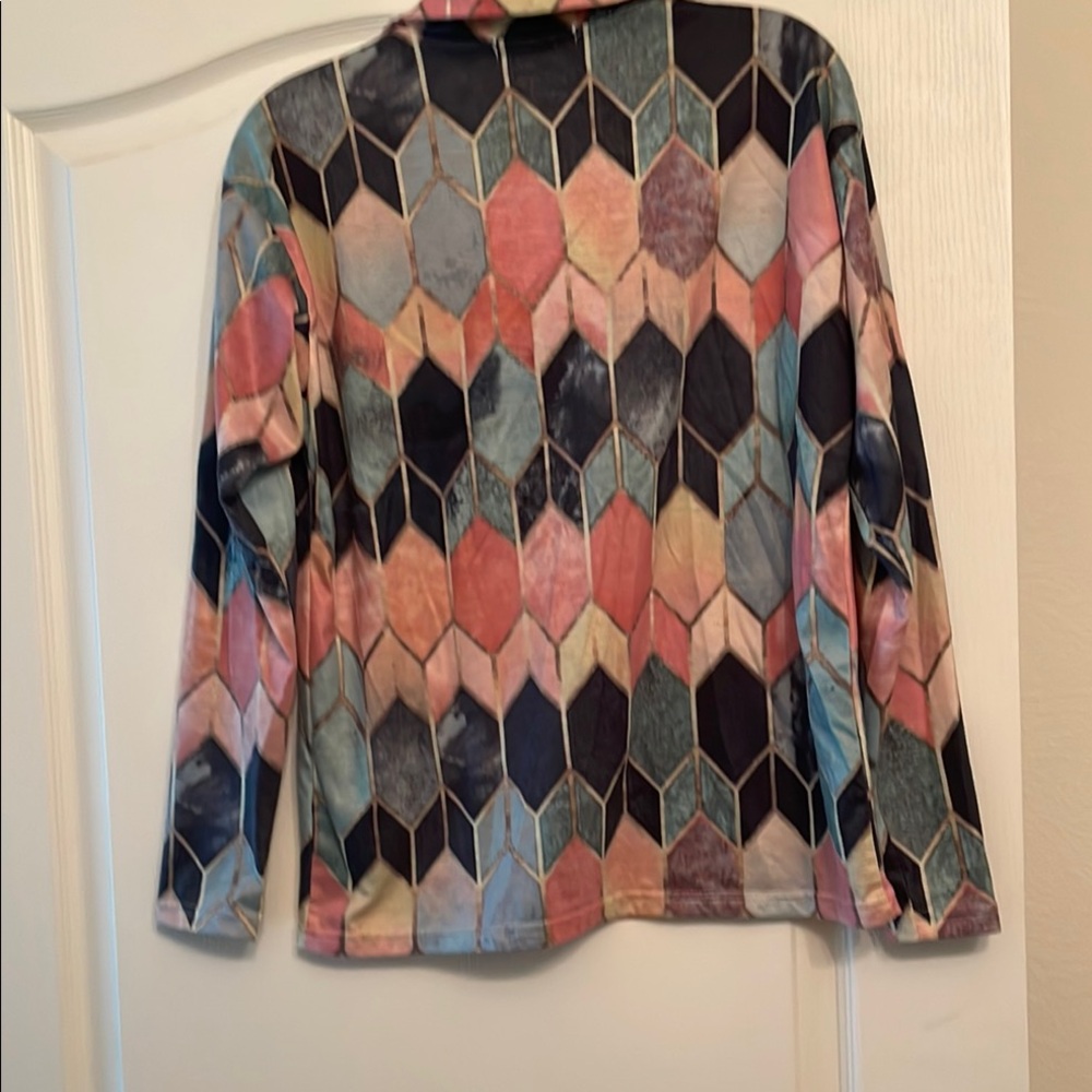 MISSLOOK Colorful Geometric Button Down Shirt - Picture 2 of 4